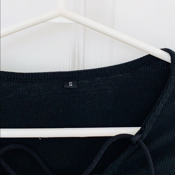 Black Criss Cross Long Sleeve Top - Picture 4 of 7